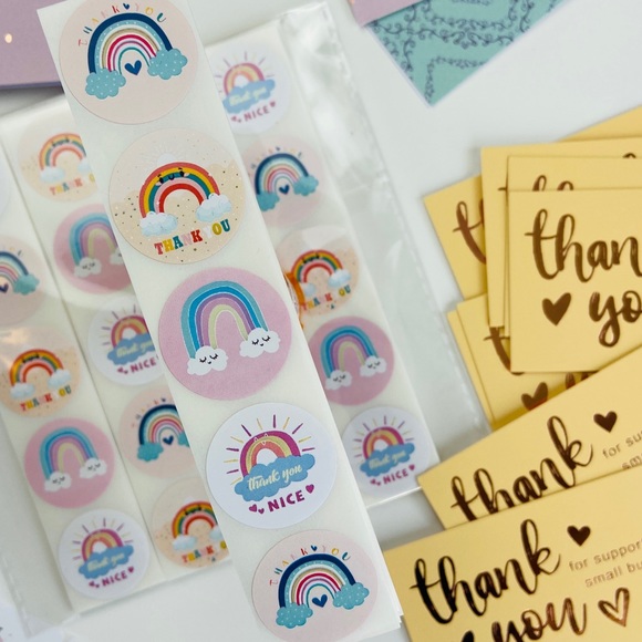 Thank you Stickers. Rainbow Cartoon. Shipping Stickers. 200 Pieces. - Picture 3 of 7
